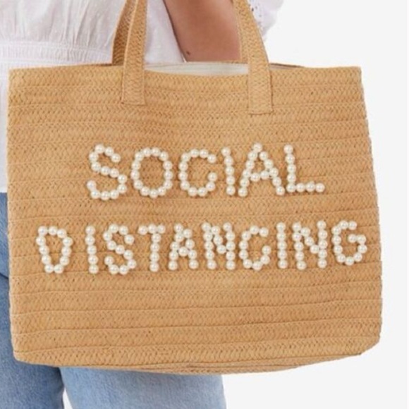Btb Los Angeles Handbags - NWT BEYOND THE BEACH BTB Social Distancing Straw Tote